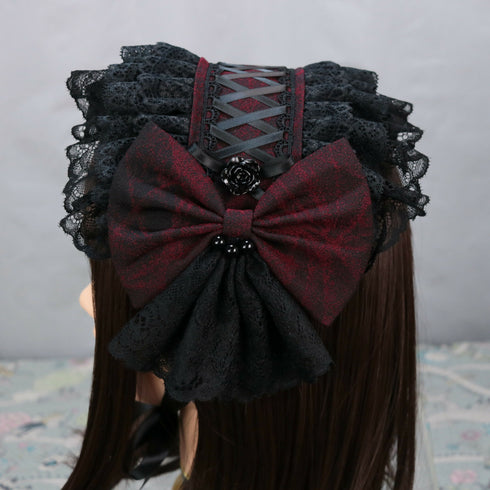 ダークレッド×ブラック ヘッドドレス